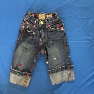 Children place butterfly embroidery jeans